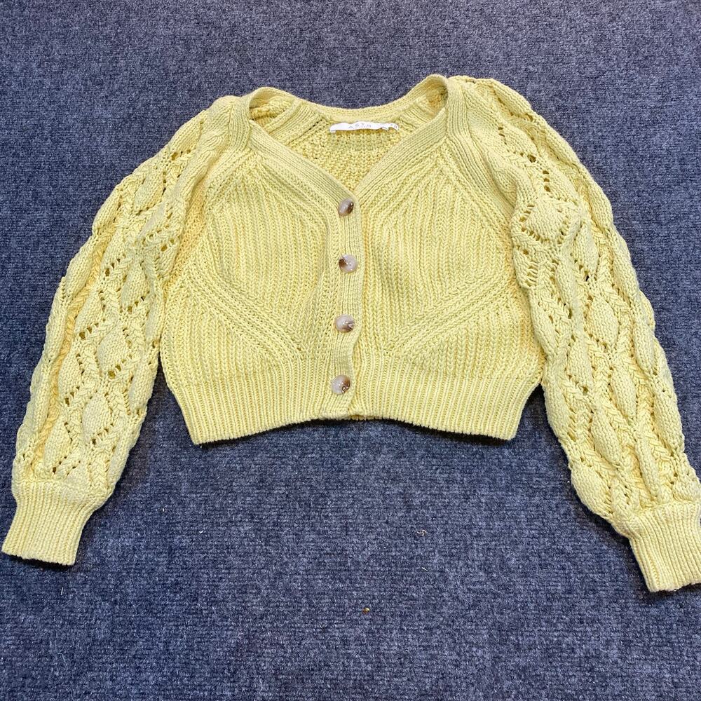 ASTR The Label Womens XS Pastel Yellow Cardigan Sweater Coquette Cottagecore